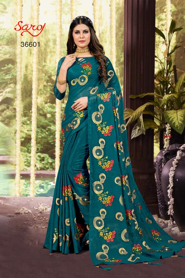 Saroj Ashwini Embroidery Festive Wear Wholesale Designer Sarees
